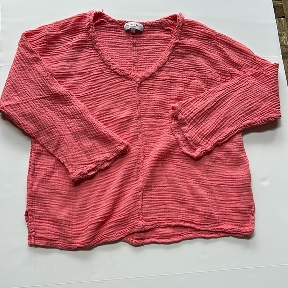 Michael Stars Coral V Neck Pull Over Gauze Cotton Summer Top - Picture 1 of 5